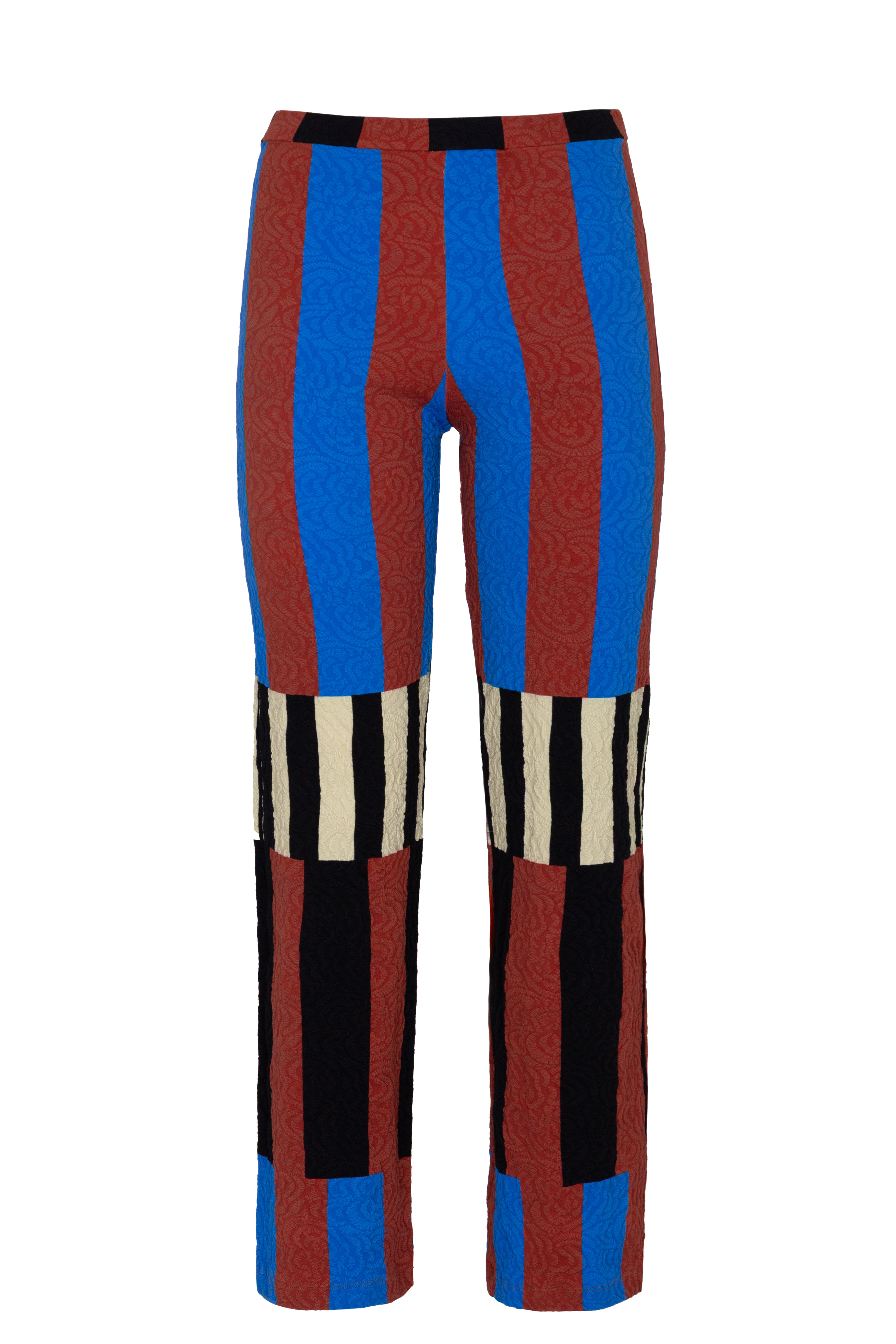 PANTA RIGHE NERO BLU BRUCIATO
