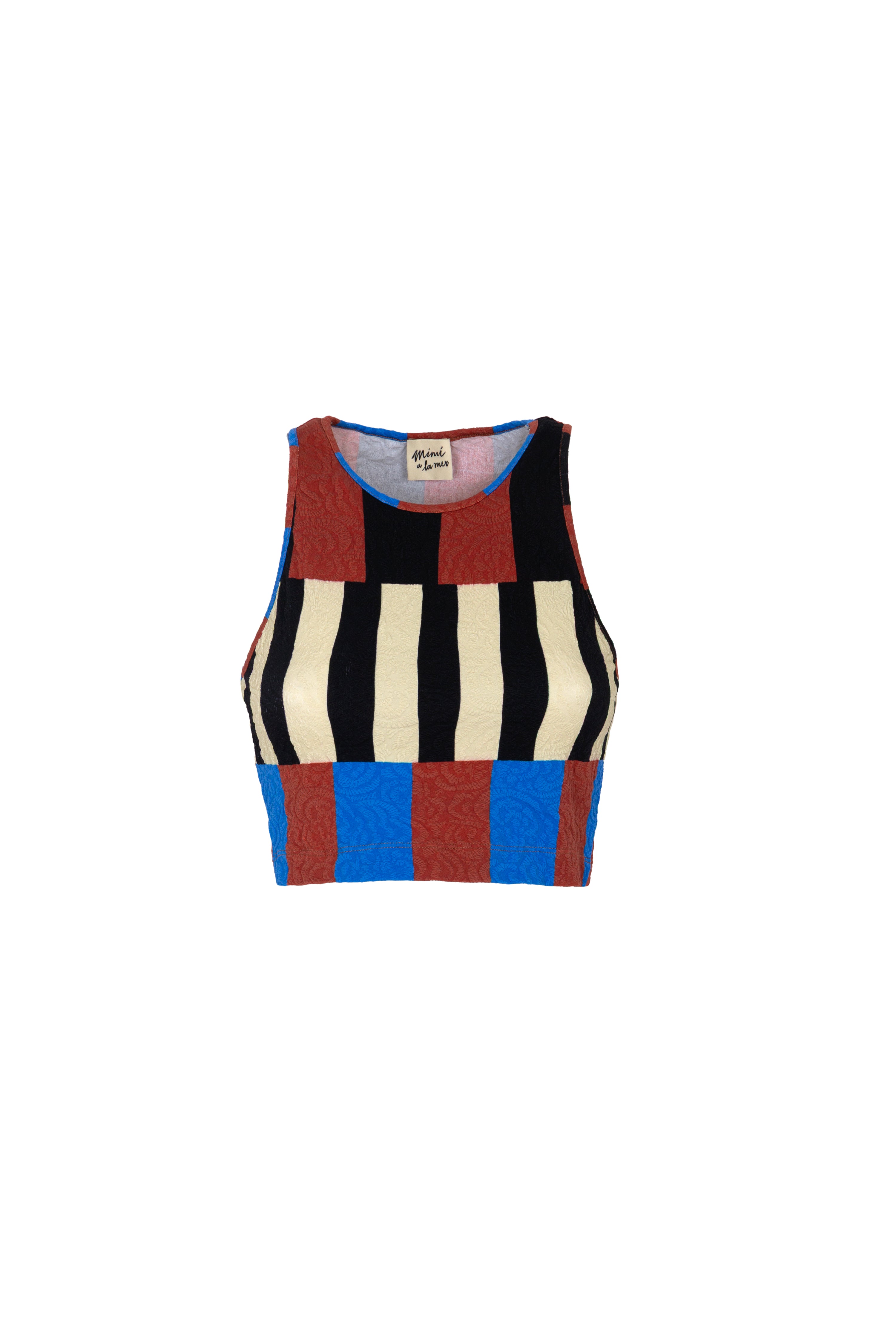 TOP RIGHE NERO/BLU/BRUCIATO